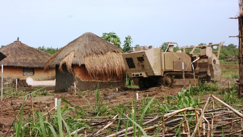 Armoured truck in South Sudanese village